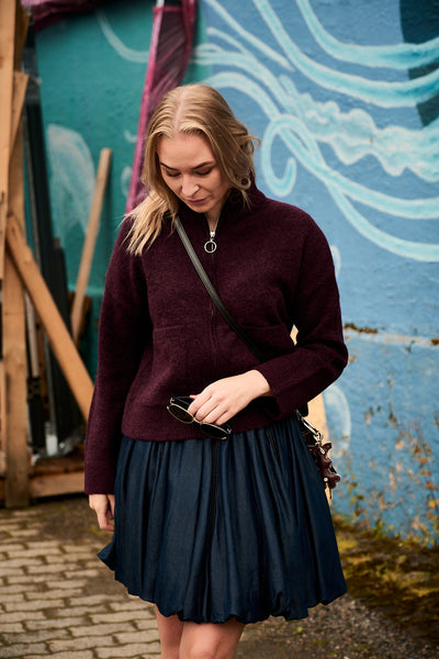 Sia Ras Ls Knit Zipper Cardigan - Fig