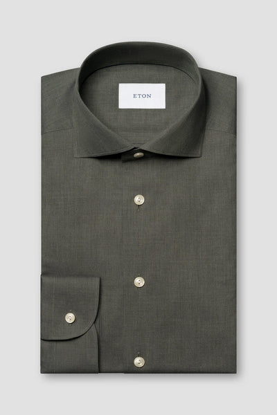 Solid Signature Flannel Shirt Slim fit- Dark Green