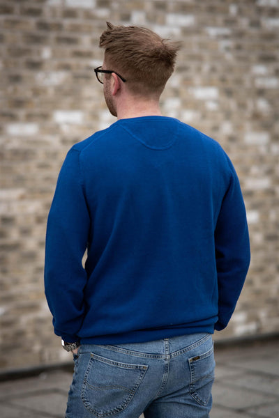 Cotton Pique C-Neck - Rich Blue