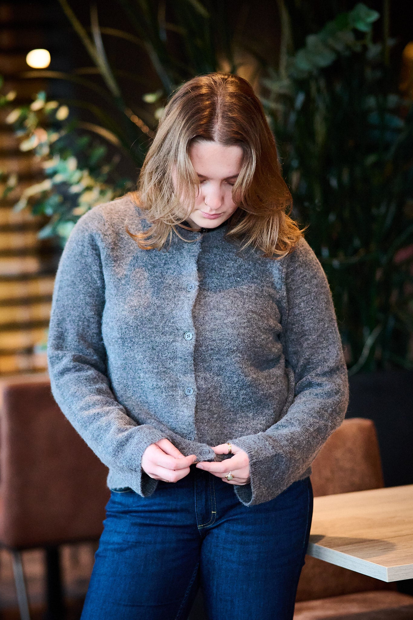 Lulu New Ls Knit Cardigan Noos - Medium Grey Melange