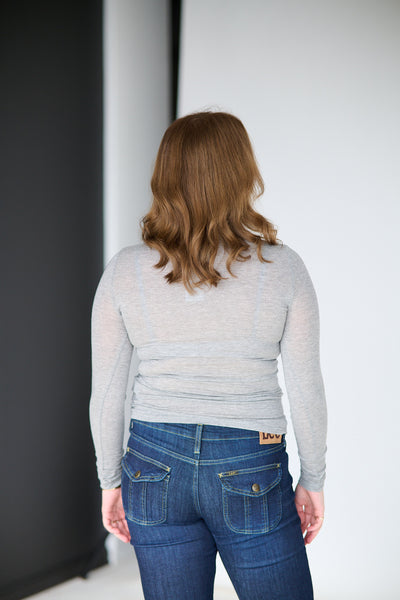 Perfect Line Cashmere T-Shirt L/LS - Grey melange