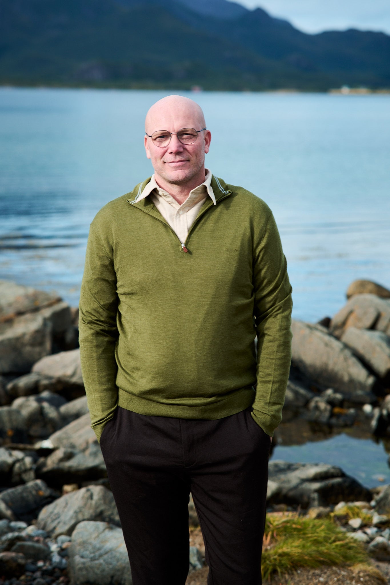 Extrafine Merino Wool Half Zip - Dark Cactus Melange