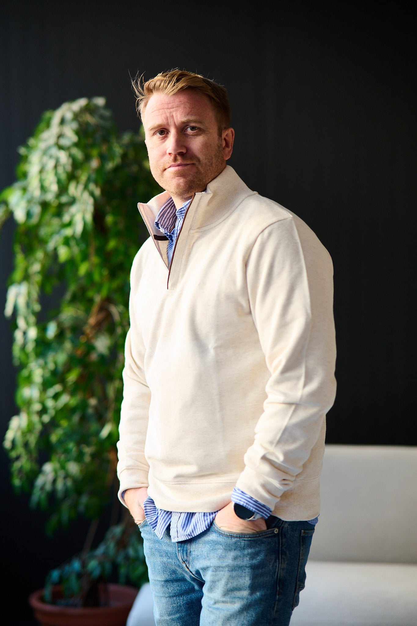 Sacker Rib Half Zip - Cream