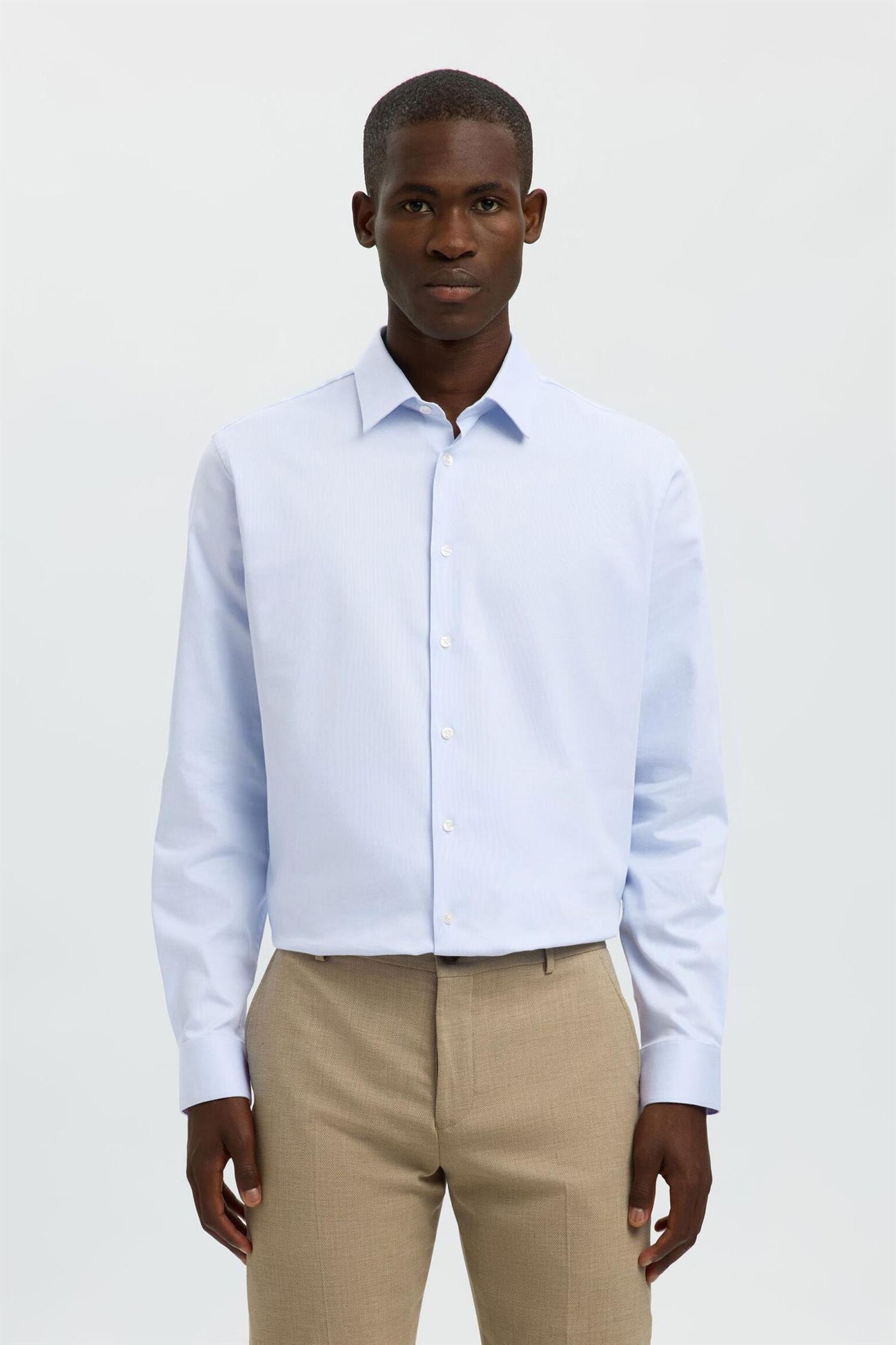 Slim-Performance Shirt Ls  - Light Blue