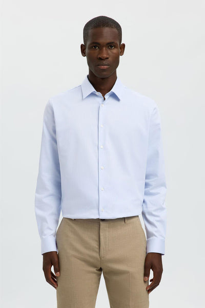 Slim-Performance Shirt Ls  - Light Blue