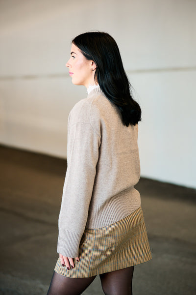 Cille Cashmere Blend LS Knit O-neck - Irish Cream
