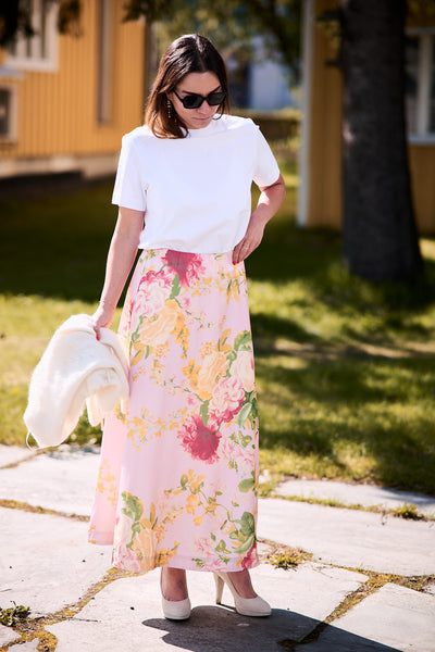 Tailored Satin skirt Pink Blossom