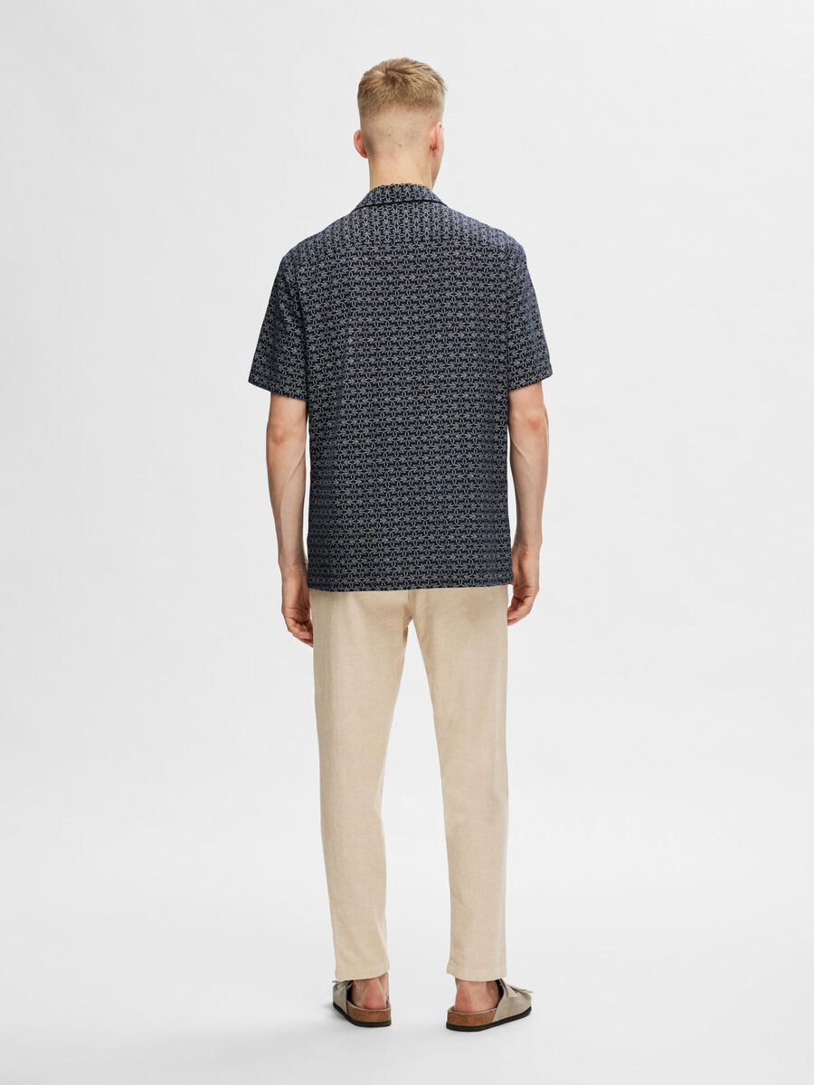 Reg-Mix Shirt SS Resort Camp - Dark Spphire