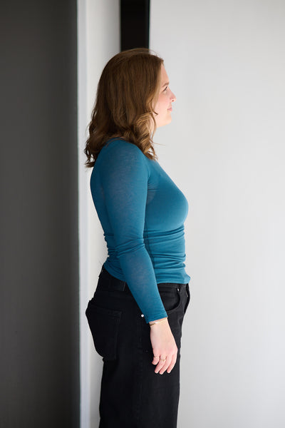 Perfect Line Cashmere T-Shirt - Cobalto