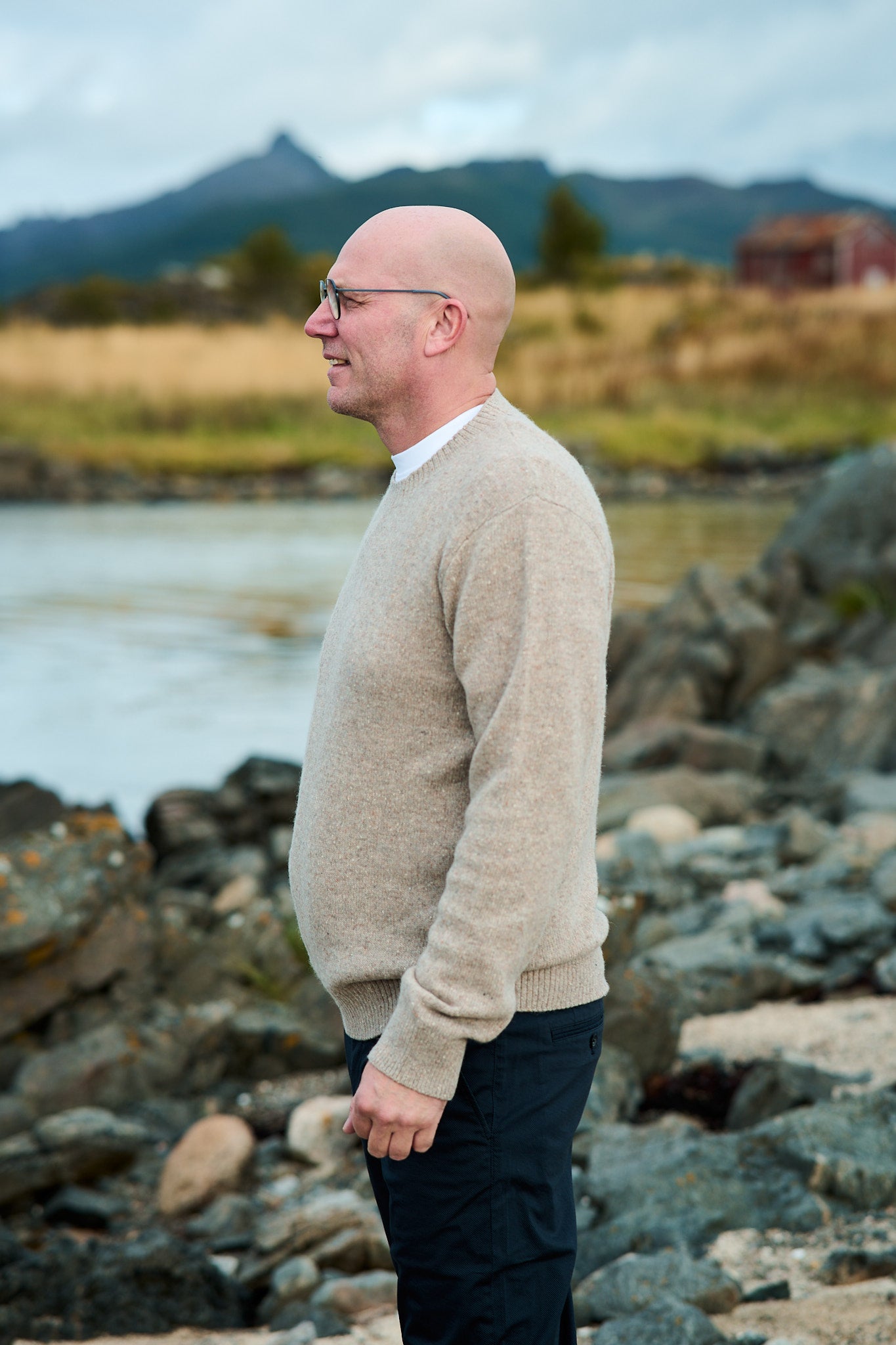 Neil LS Knit Neps Crew Neck - Oatmeal