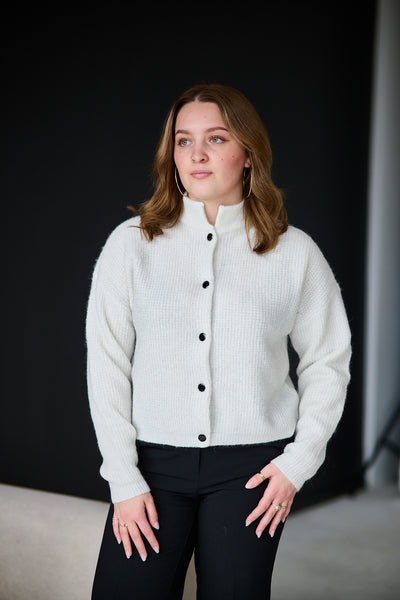 Alpha Shimmer Cardigan - Ivory with Lurex