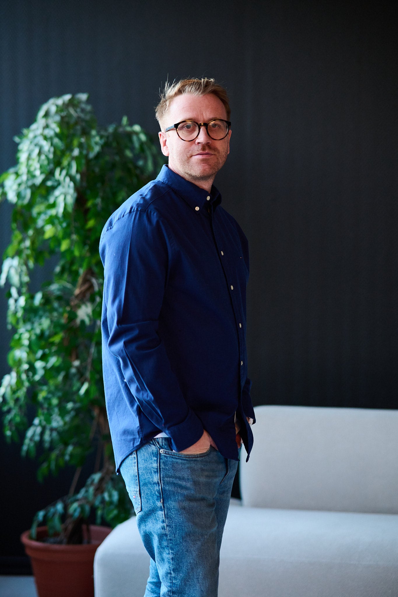 Flex Flannel Solid RF Shirt - Preppy Navy