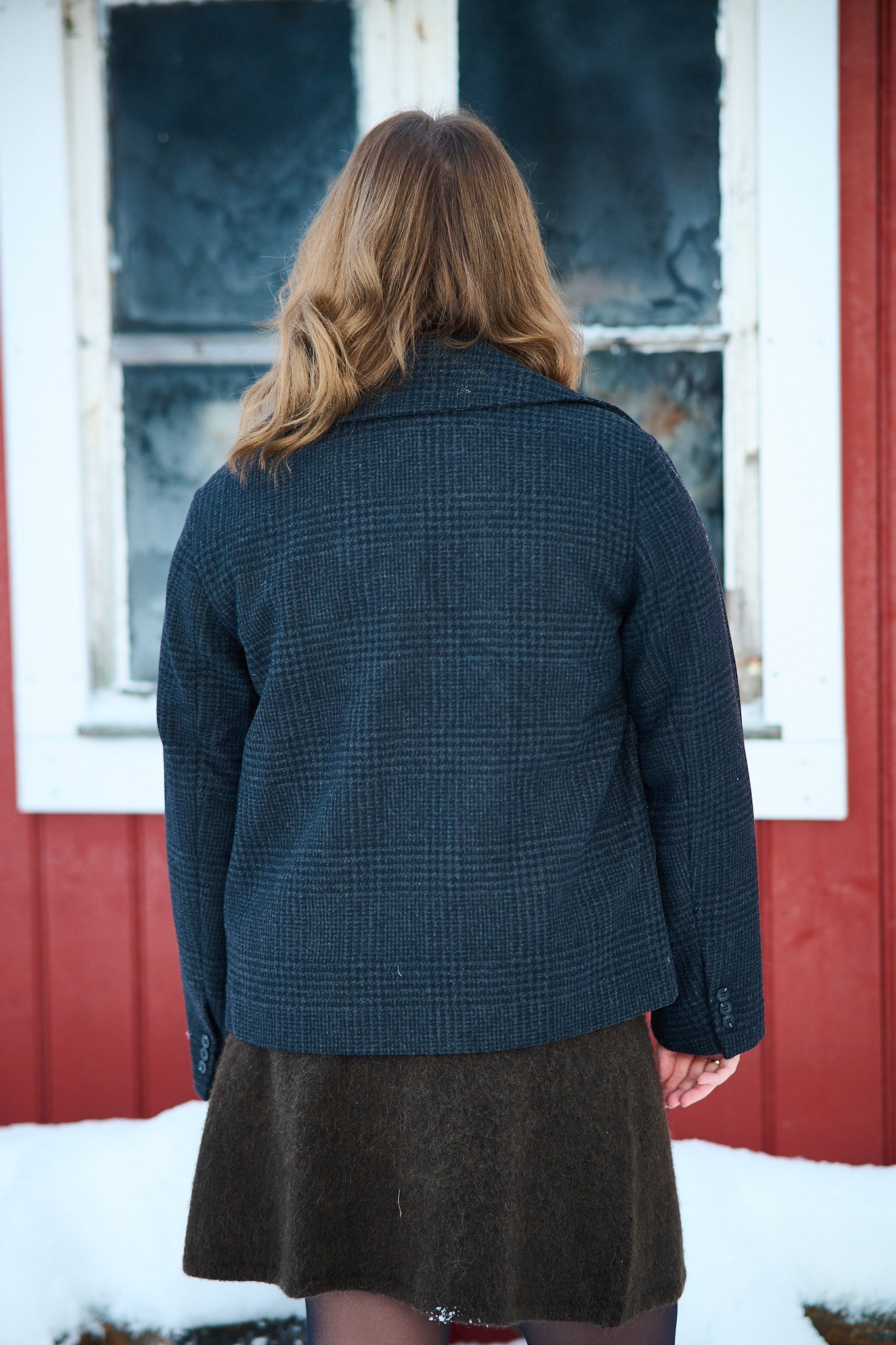 Alma Pattern Wool Blend Jacket - Black Check