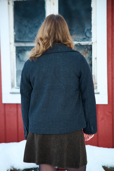 Alma Pattern Wool Blend Jacket - Black Check