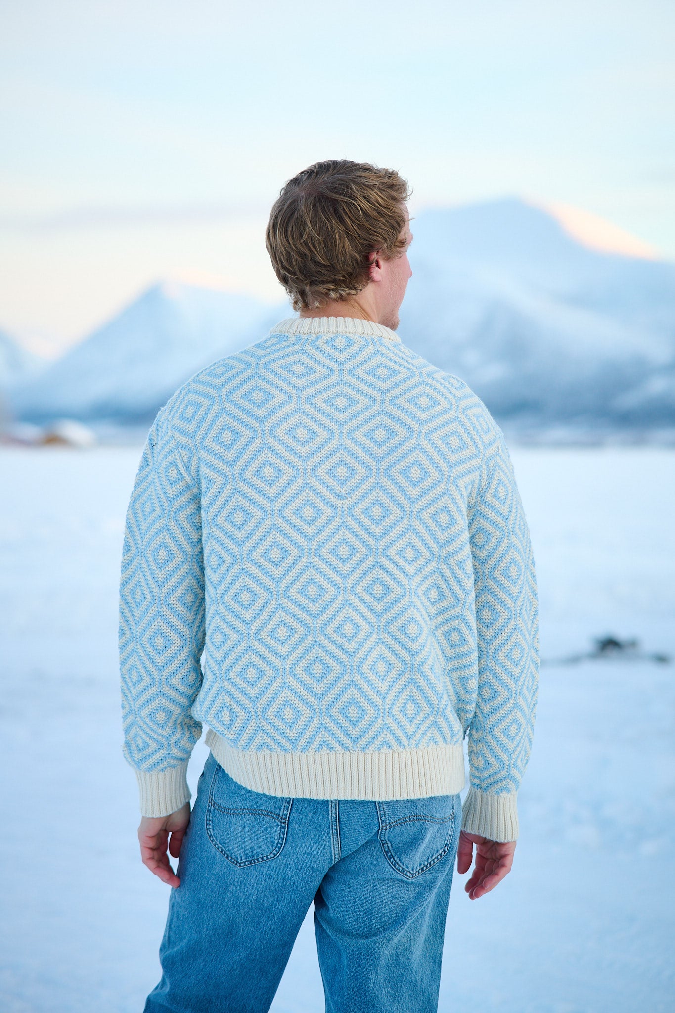 Remi Ls Knit Relaxed Crew Neck - Egret/Blue Fog