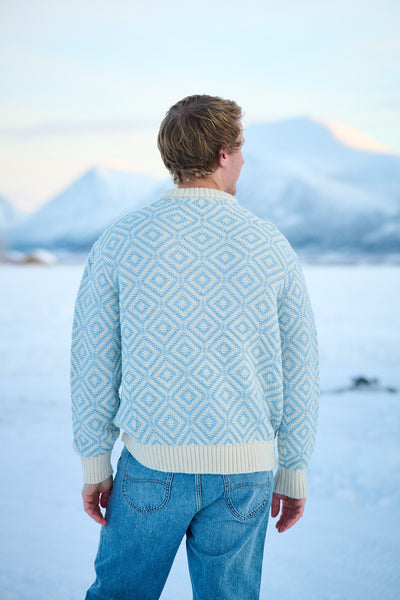 Remi Ls Knit Relaxed Crew Neck - Egret/Blue Fog