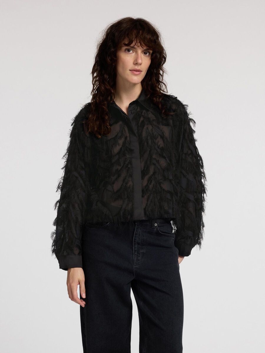 Myline Ls Fluffy Cropped Shirt