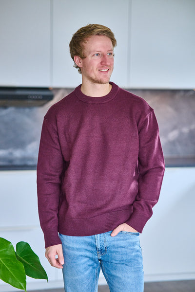 Harne LS Knit Relaxed Wool Crew Neck - Winetasting