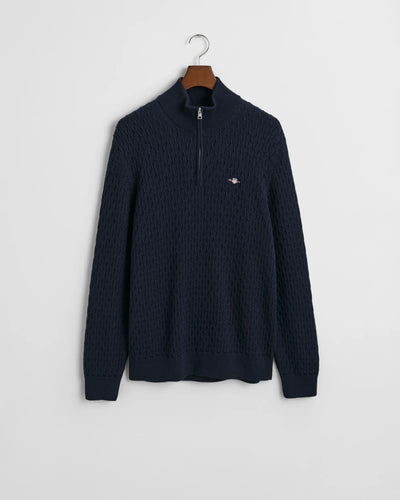 Textured Cotton Half Zip