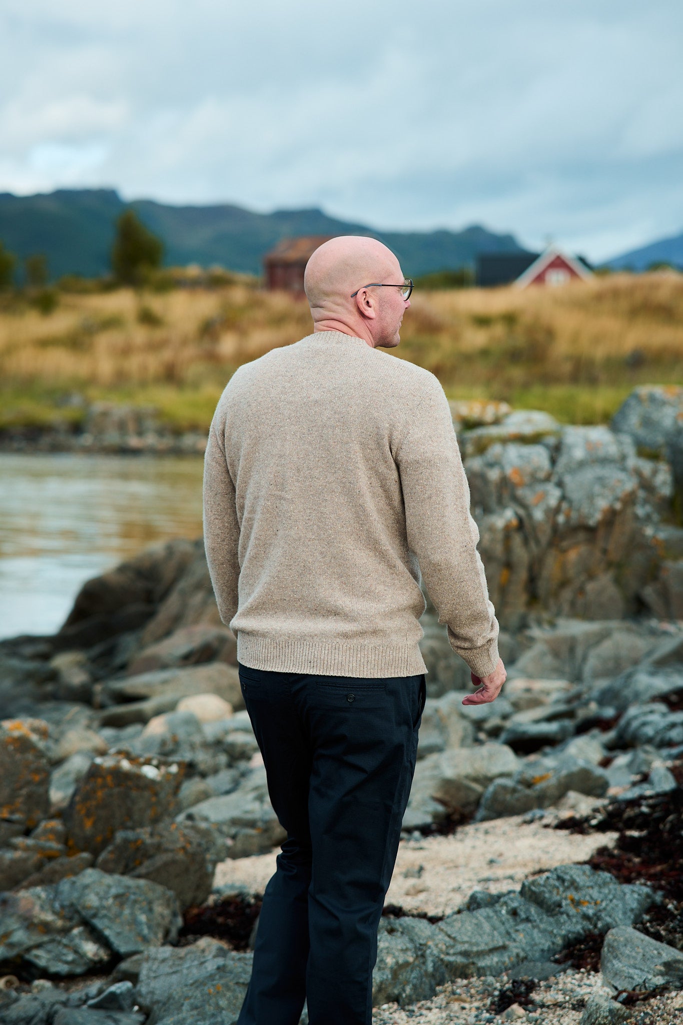 Neil LS Knit Neps Crew Neck - Oatmeal