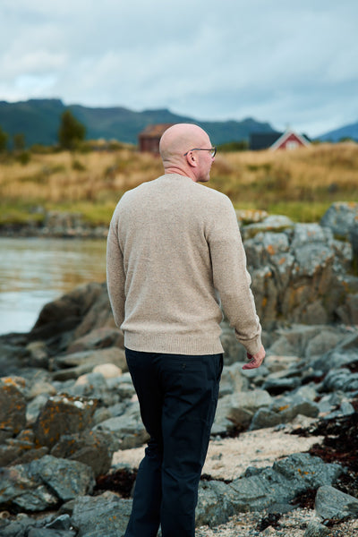 Neil LS Knit Neps Crew Neck - Oatmeal