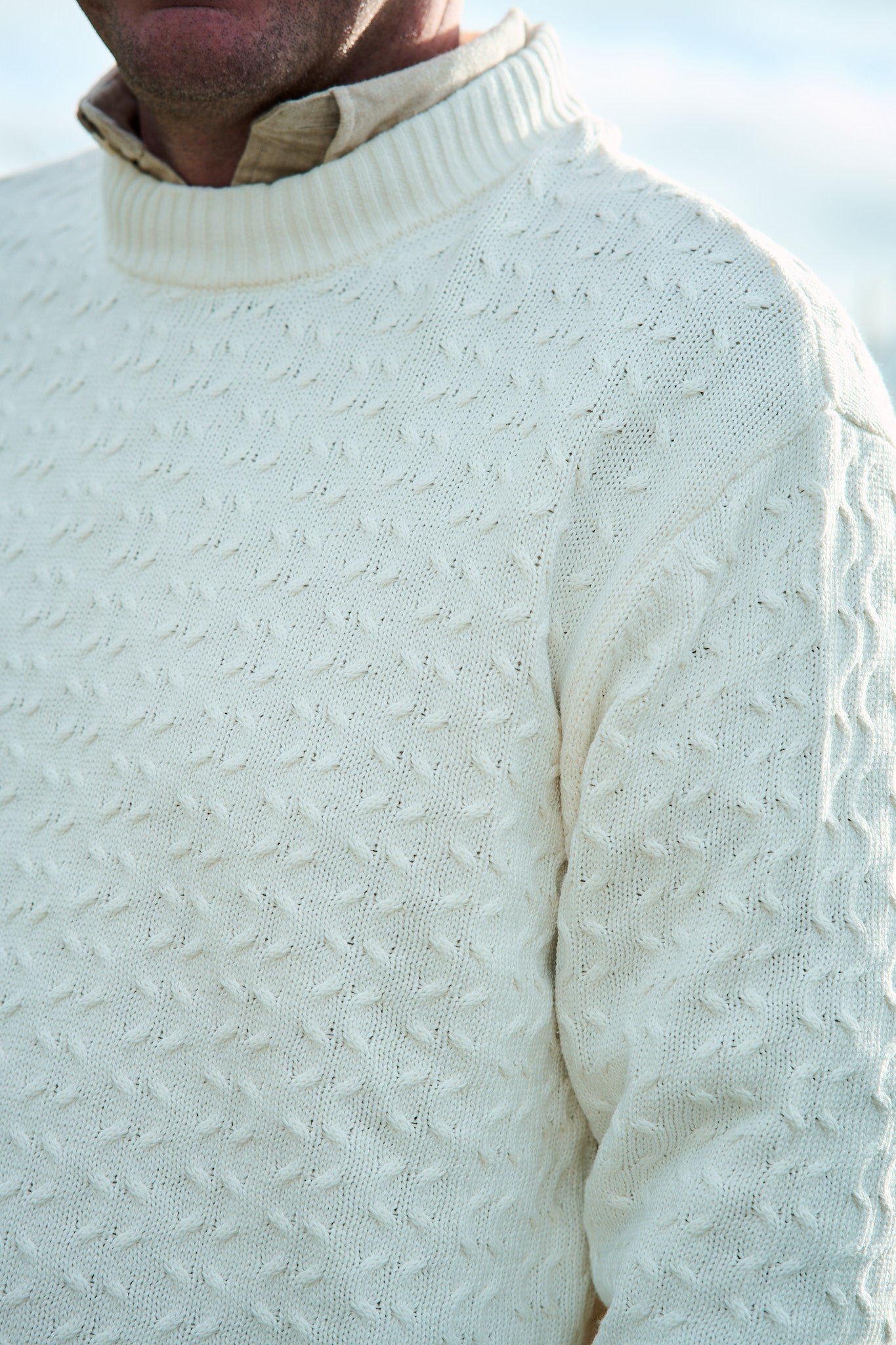 Phillip LS Knit Relaxed Crew Neck - Egret