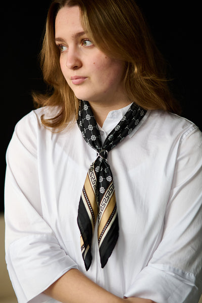 Skjerf 70X70 - Mønstret Sort