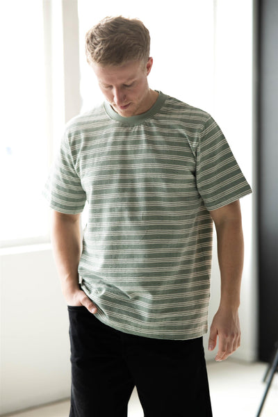 Eli Seersucker SS O-neck Tee - Iceberg Green