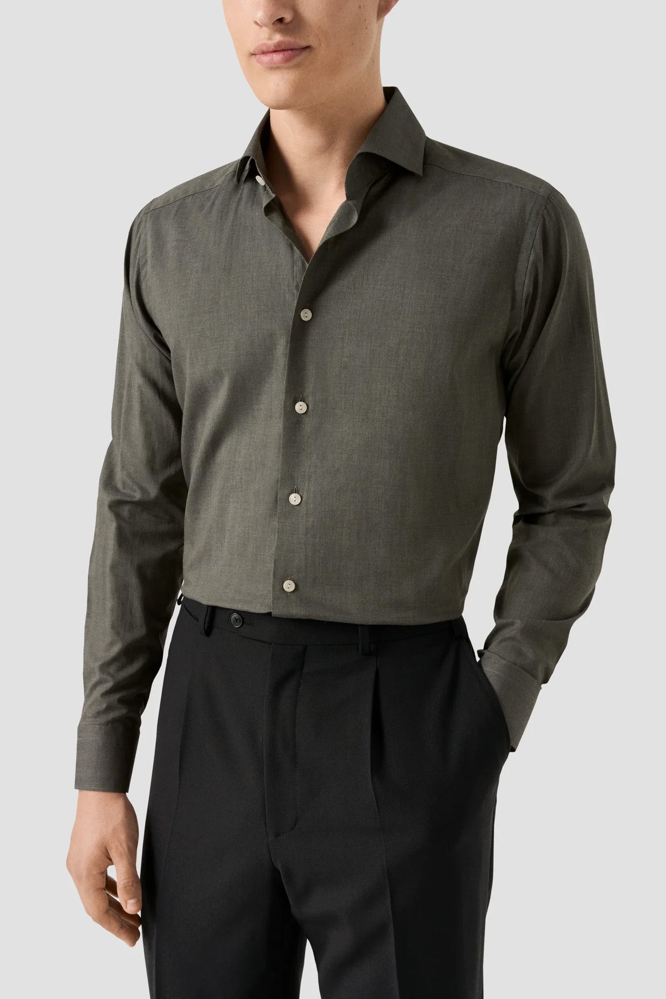 Solid Signature Flannel Shirt Slim fit- Dark Green