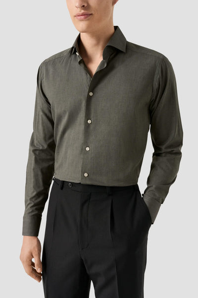 Solid Signature Flannel Shirt Slim fit- Dark Green