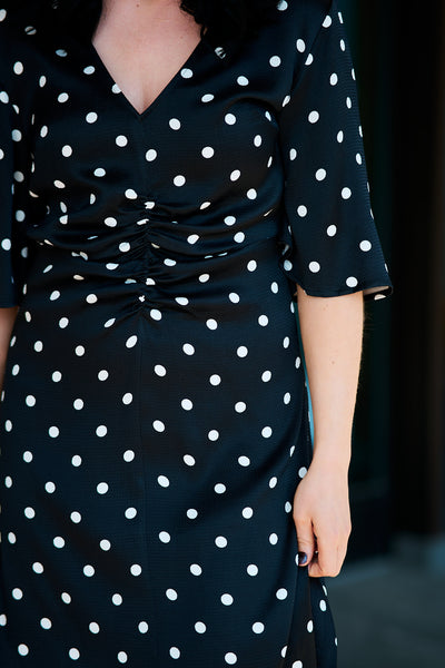 GZdotta SS dress Black with egret dotts