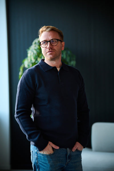 Dane LS Knit Structure Polo Neck - Sky Captain