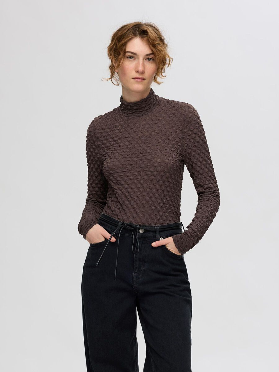 Timmi Ls High Neck Structur Top