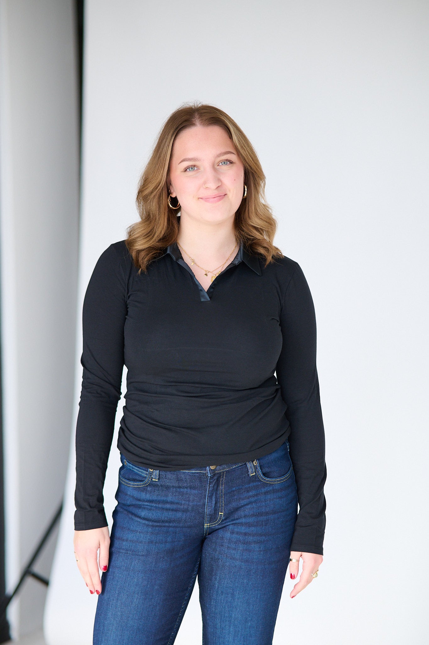 Perfect Line Cotton/Modal Polo Shirt Ls - Black
