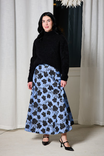 Cord Maxi Skirt - Blue Peony