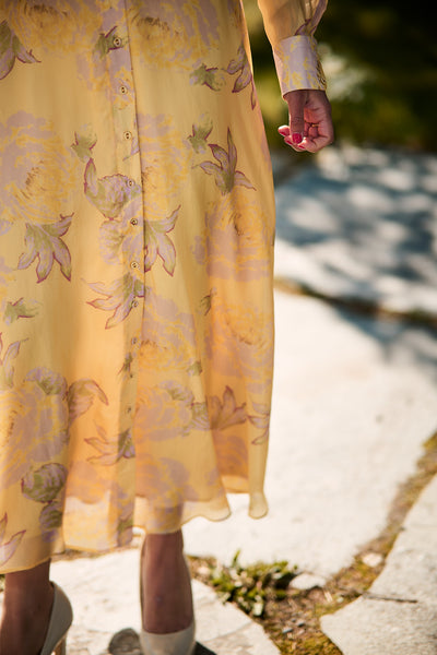Cupro Shirt Dress Yellow Rose