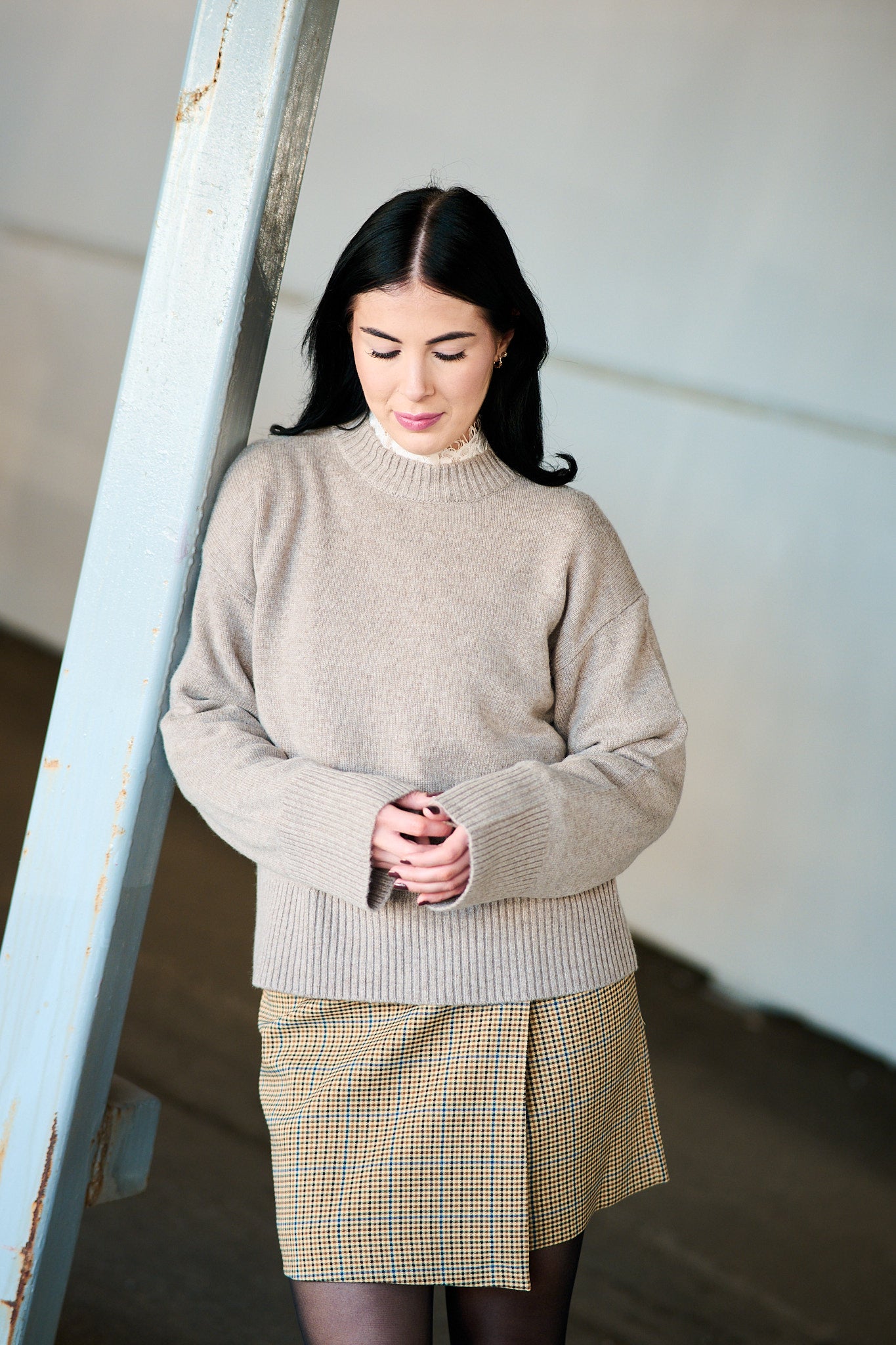 Cille Cashmere Blend LS Knit O-neck - Irish Cream