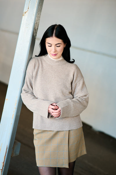 Cille Cashmere Blend LS Knit O-neck - Irish Cream