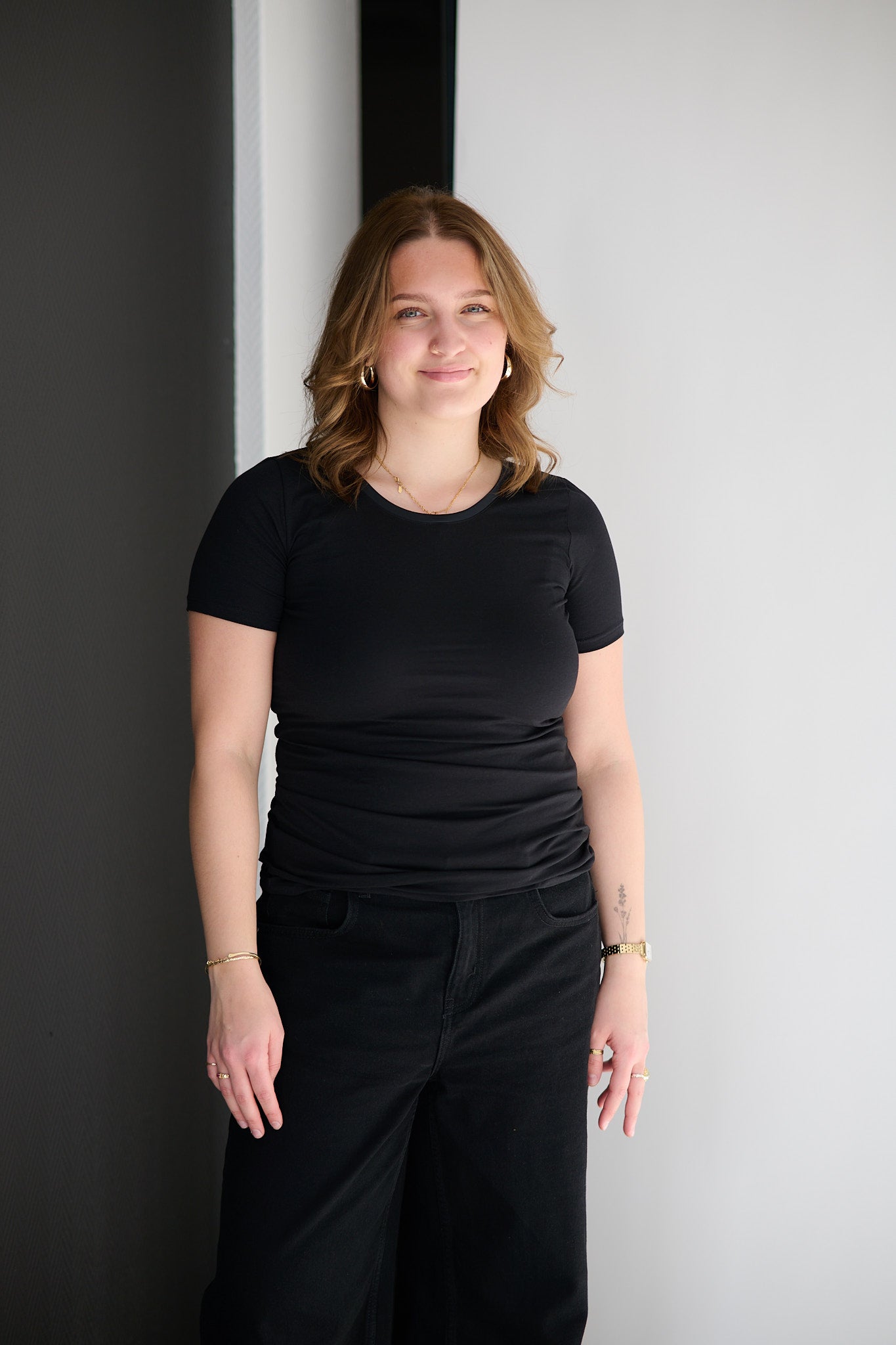 Perfect Line Cotton T-Shirt - Sort