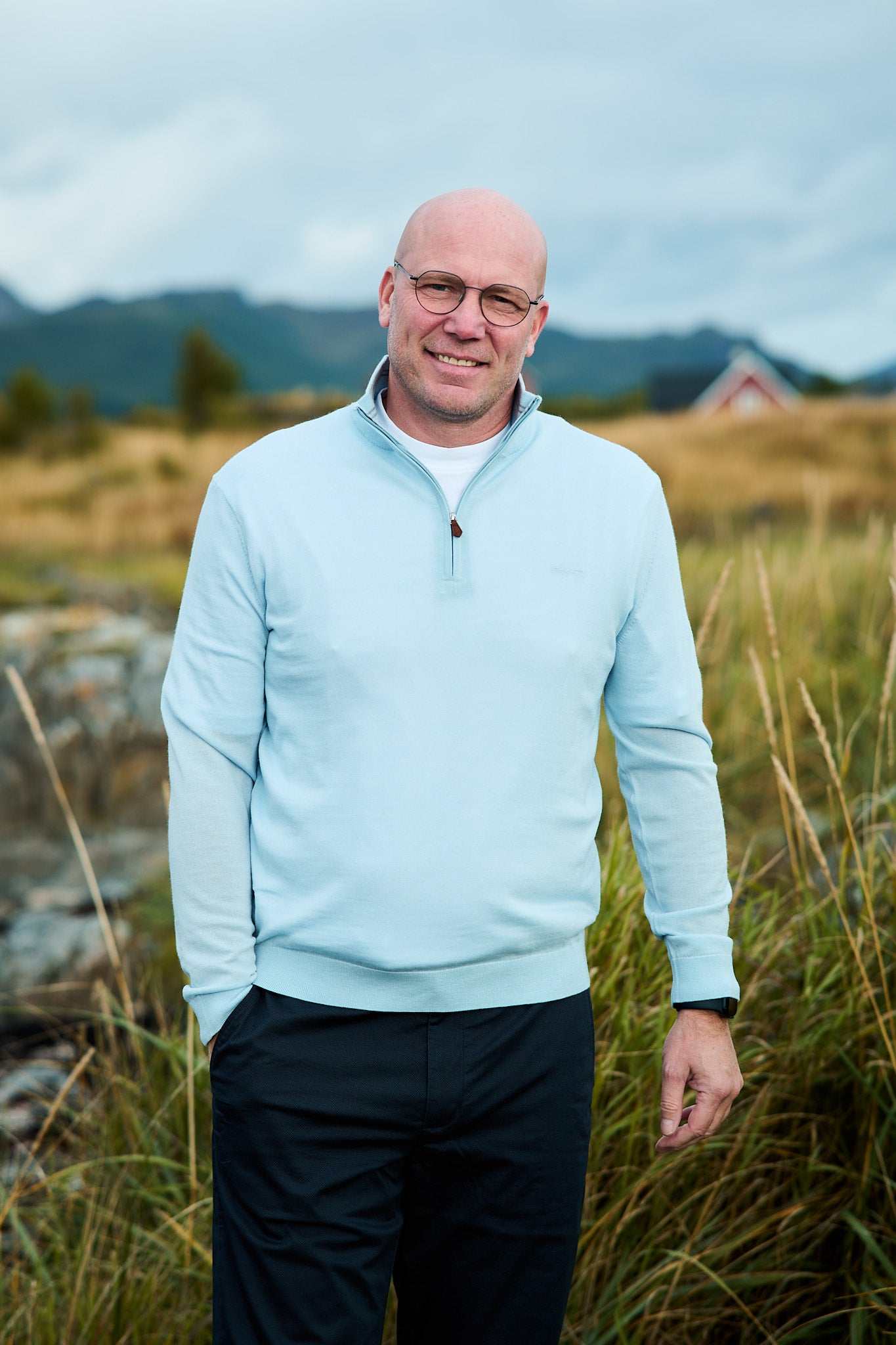 Extrafine Merino Wool Half Zip - Fresh Blue