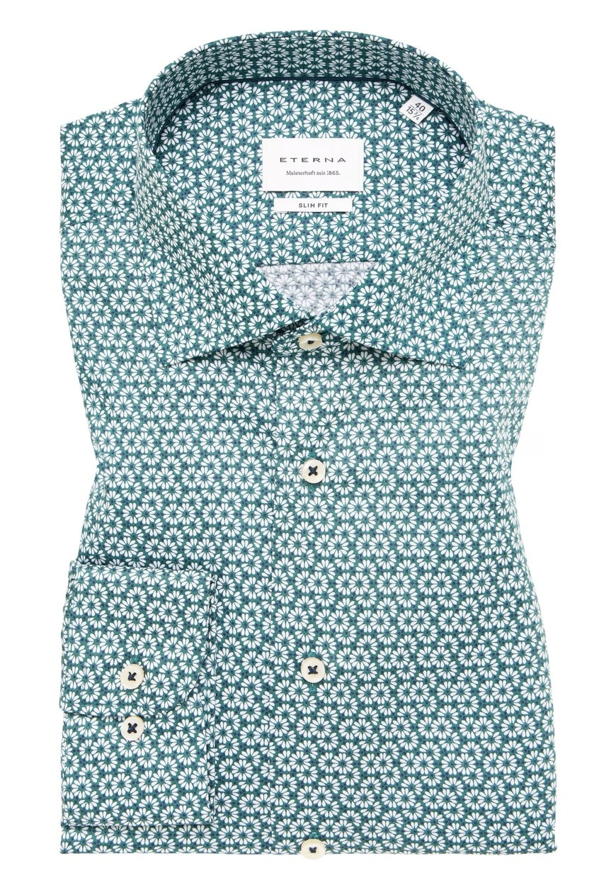 Slim Fit Printed Shirt - Green