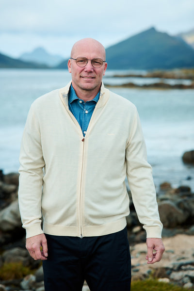Extrafine Merino Wool Zip Cardigan - Ivory White