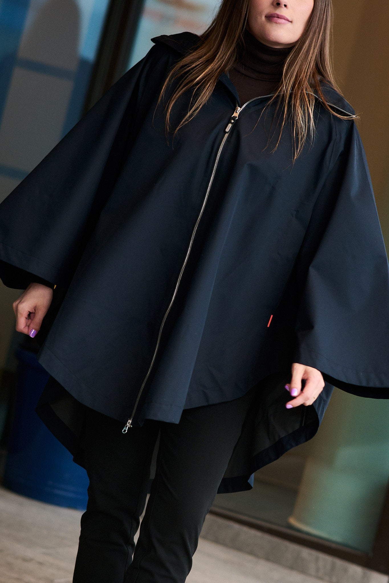 The Womens Poncho - Deep Navy