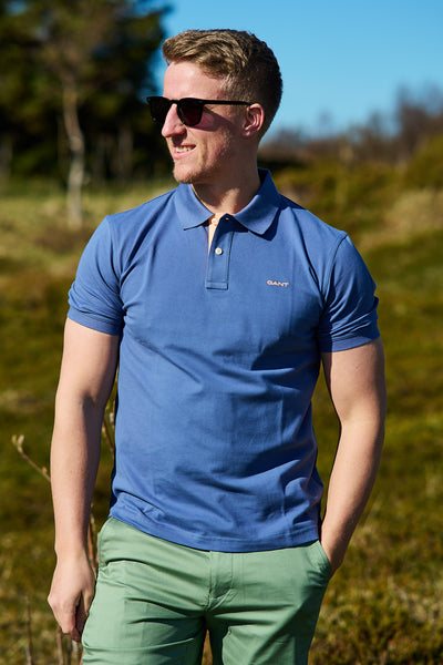 Contrast Pique SS Polo - Dusty Navy