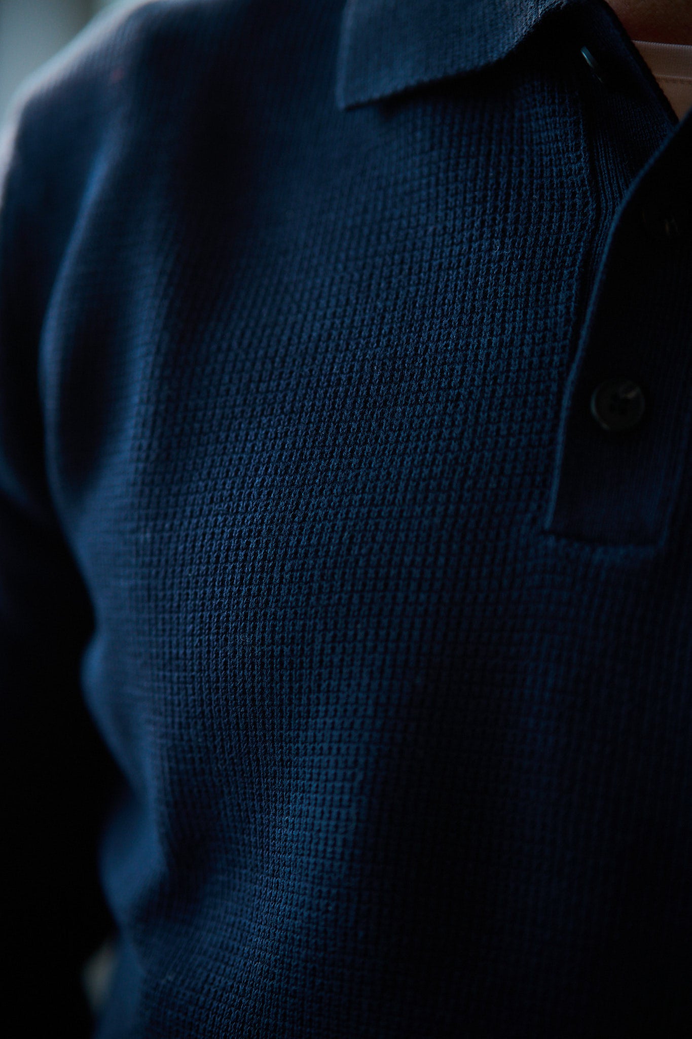 Dane LS Knit Structure Polo Neck - Sky Captain