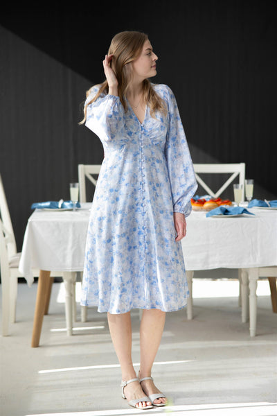 Bibz Ls Dress Blue Print