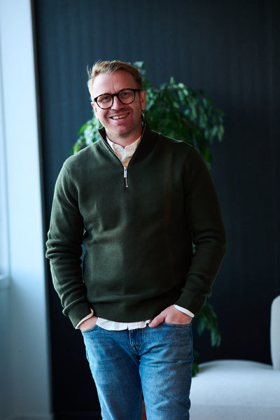 Dane Ls Knit Structure Half Zip - Forest night