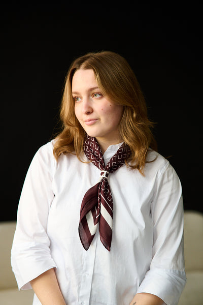 Skjerf 70x70 Mønster - Brun