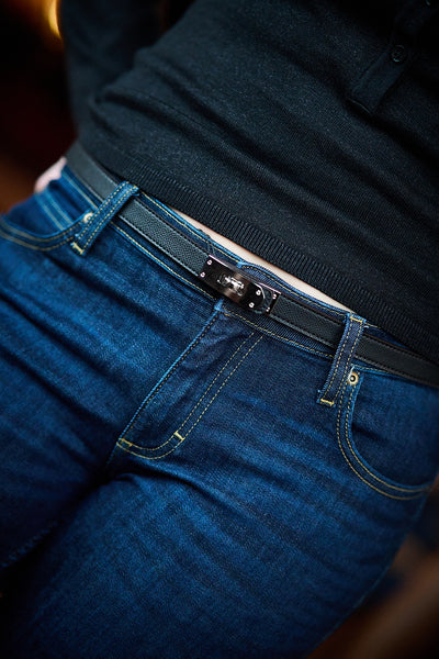 Belte m/justerbar Sølvspenne 2 cm - Sort