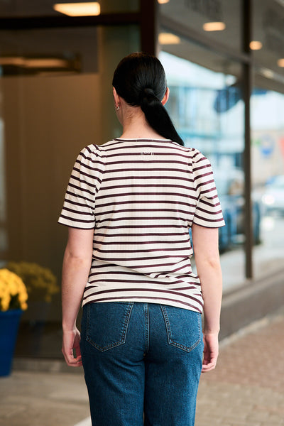 Neddie 1 - White/Burgundy Stripe
